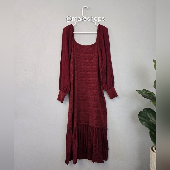 Anthropologie Smocked Puff-Sleeved Midi Dress - Picture 7 of 9